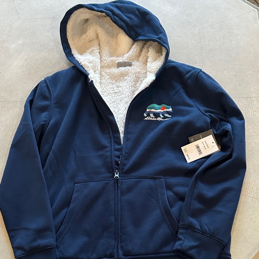 Eddie Bauer Kids Navy Blue Sherpa-Lined Hoodie